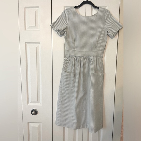 Sezane Odalie Dress US4 - EU36 White w/Light blue stripes - Picture 3 of 12